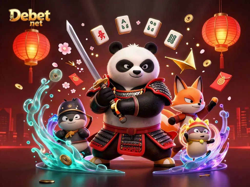 Engage in exciting gaming with Debet net, featuring samurai panda, ninja fox, and magical elements.