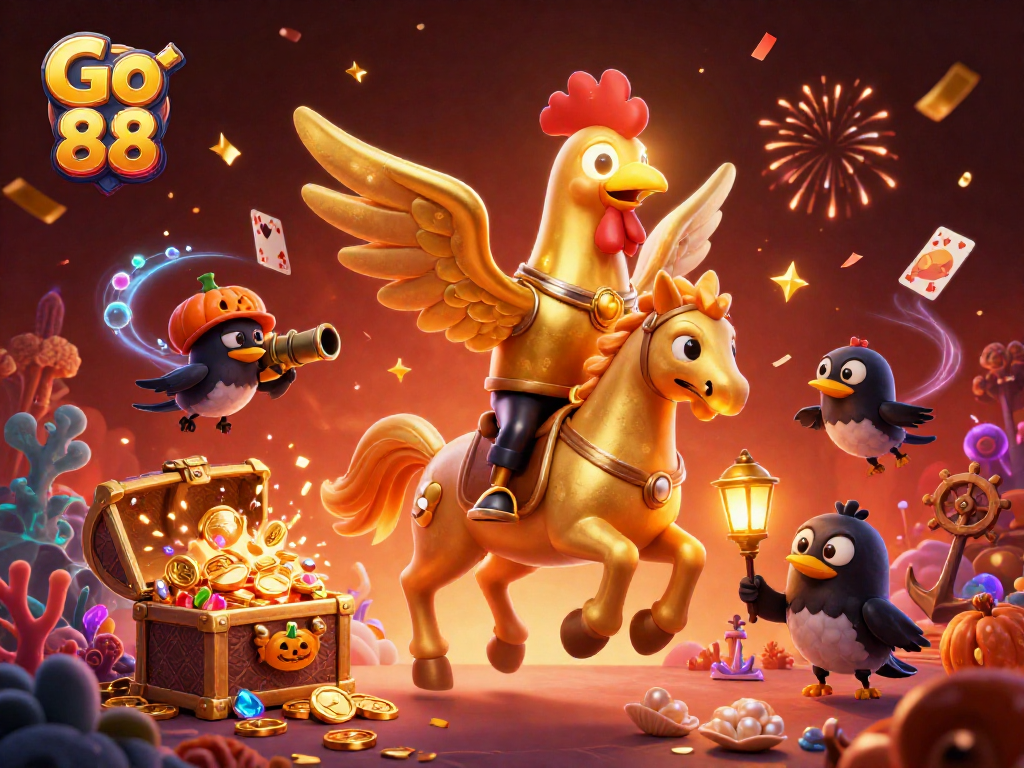Explore the vibrant world of Go 88 with thrilling casino action, featuring animated characters and colorful game elements.